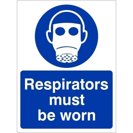 Respirators must be worn mandatory PPE safety sign