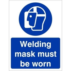 Welding mask must be worn mandatory PPE safety sign