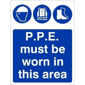 PPE must be worn in this area mandatory safety sign