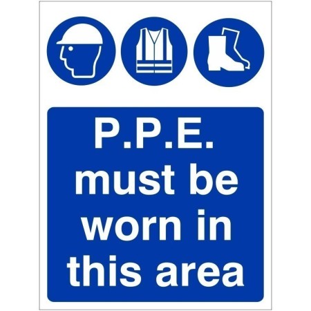 PPE must be worn in this area mandatory safety sign