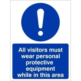 All visitors must wear personal protective equipment while in this area mandatory safety sign