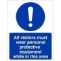 All visitors must wear personal protective equipment while in this area mandatory safety sign