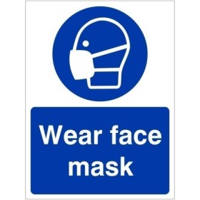 Wear face mask mandatory PPE safety sign