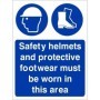 Safety helmets and protective footwear must be worn in this area mandatory PPE safety sign