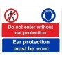 Do not enter without ear protection sign with mandatory hearing protection message