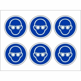 Wear eye protection mandatory labels with blue safety goggles symbol pack of 24