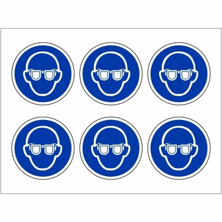 Wear eye protection mandatory labels with blue safety goggles symbol pack of 24