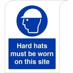 Curve top hard hats must be worn on this site mandatory safety sign