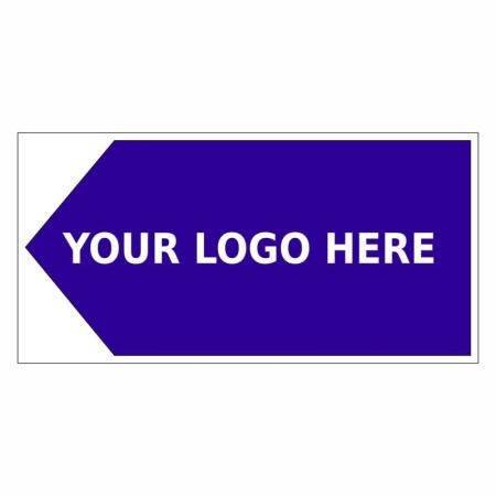 Arrow left way finding board sign with custom logo area