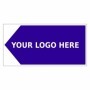 Arrow left way finding board sign with custom logo area