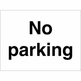 No parking sign with bold black text on white background