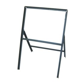 Temporary stanchion sign frame with fixing clips for temporary signage