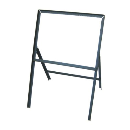 Temporary stanchion sign frame with fixing clips for temporary signage