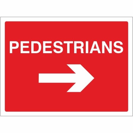 Pedestrians Right road sign with directional arrow