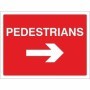 Pedestrians Right road sign with directional arrow