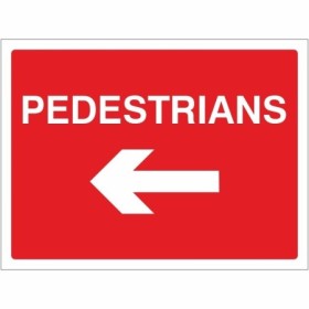 Pedestrians Left road sign with directional arrow
