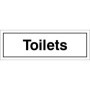 Toilets sign black text on white background