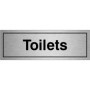  Toilets door sign black text on brushed aluminium background