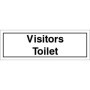 Visitors toilet door sign with black text on white background