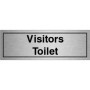  Brushed aluminium Visitors Toilet door sign with black text and border