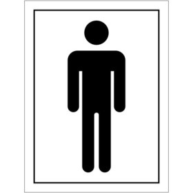 Male toilet symbol sign with black figure on white background