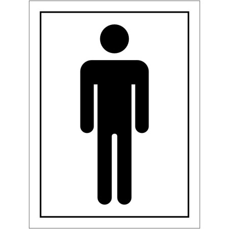 Male toilet symbol sign with black figure on white background