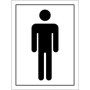 Male toilet symbol sign with black figure on white background