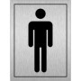  Male toilet symbol sign with black figure on brushed aluminium material