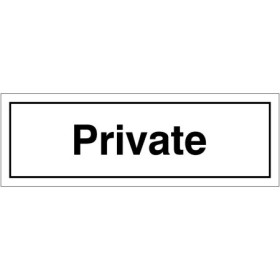 Private door sign with bold text indicating restricted access