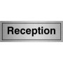 Reception Door Sign in brushed aluminium with clear lettering