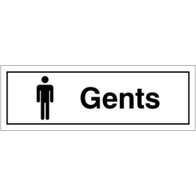 Gents toilet door sign with male pictogram and text