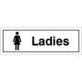 Ladies toilet door sign with female symbol and bold text