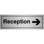  Brushed aluminium Reception Right Door Sign safety signs with right arrow