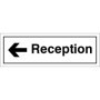 Reception sign with left arrow directional guidance