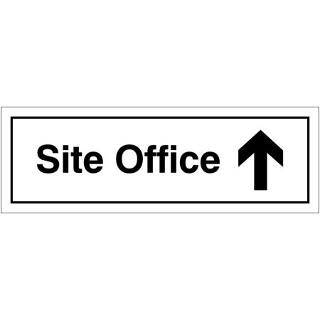 Site Office Arrow Up Door Sign with black text and upward arrow