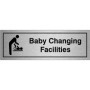  Brushed aluminium Baby Changing Facilities Door Sign featuring baby changing icon