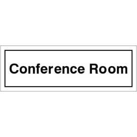 Conference Room door sign with bold black text on white background