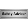  Brushed aluminium Safety Advisor Door Sign with bold black text