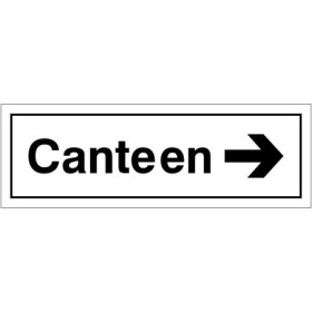 Canteen sign with right arrow for directional guidance