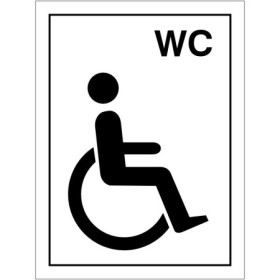 Disabled WC symbol sign with wheelchair icon and WC text