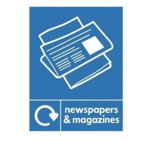 Newspaper and magazines recycling sign with newspaper icon for paper waste disposal