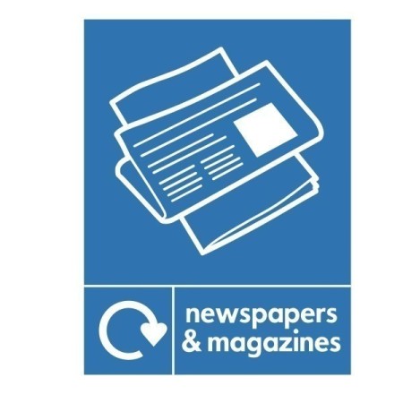 Newspaper and magazines recycling sign with newspaper icon for paper waste disposal