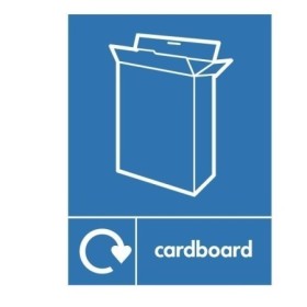 Cardboard recycling sign with cardboard box symbol for recycling waste areas