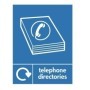 Telephone directories recycling sign with directory icon for paper waste disposal
