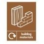 Building materials recycling sign with construction material symbols