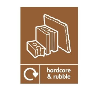 Hardcore and rubble recycling sign with construction material symbol
