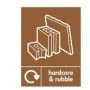 Hardcore and rubble recycling sign with construction material symbol