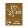Wood and timber recycling waste sign with recycling symbol