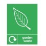 Garden waste recycling sign with leaf symbol for green waste disposal areas