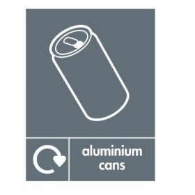 Aluminium cans recycling sign with can symbol for recycling waste areas